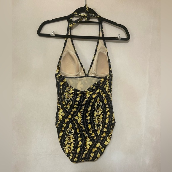 Nautica LIKE NEW Versace vibes halter style one piece v neck swim suit size 8 - Picture 3 of 6